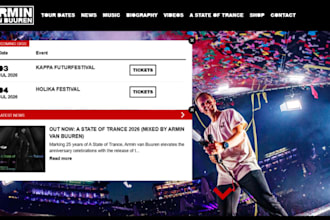 create a professional music website for musicians artists djs and bands