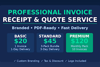create a professional invoice, receipt or quote for your small business instantl