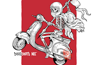 design custom classic line art illustration for t shirt and merchandise