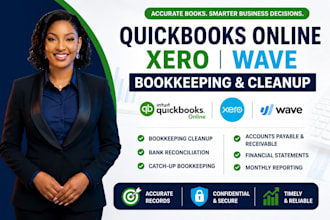 do quickbooks online bookkeeping cleanup, accounting xero and wave