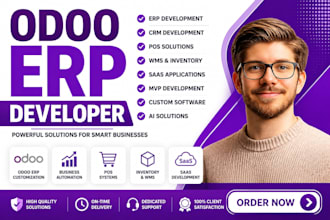 develop odoo erp, crm, pos, mvp, wms,saas apps, custom software and ai solutions