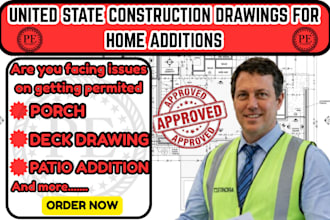 united state covered porch and deck drawing set,home addition,patio addition