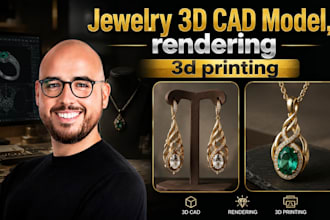 design jewelry 3d cad model, 3d rendering, earring and pendent for 3d printing