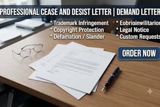 draft a professional cease and desist letter, demand letter or legal notice