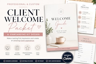 design professional client welcome packet and onboarding kit