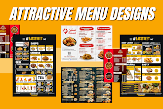 design a beautiful and modern restaurant menu