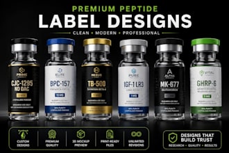 design professional peptide, vial and supplement labels