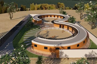 create cgi 3d horse stable, riding arena, equestrian center and horse ranch