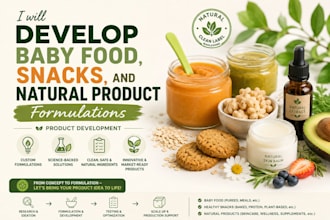 develop baby food, snacks, and natural product formulations product development