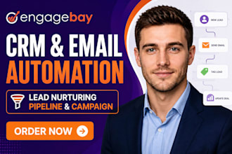 set up engagebay CRM email automation workflow lead nurturing pipeline and camp