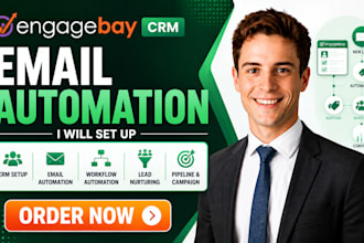 set up engagebay CRM email automation workflow lead nurturing pipeline and camp