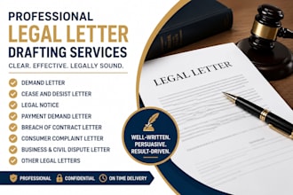 draft demand letter, legal notice, cease and desist letter or legal letter