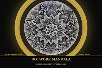 create a handmade dotwork mandala with sacred geometry