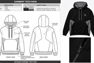 create a professional hoodie tech pack for your clothing brand