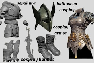 create pepakura halloween cosplay helmet, armor, mask, props, printable stl