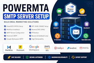 setup powermta, mailwizz, postmark, g suite SMTP server for bulk email marketing