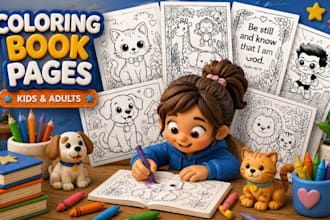 create kids activity book, coloring book, kids workbook, and book cover design