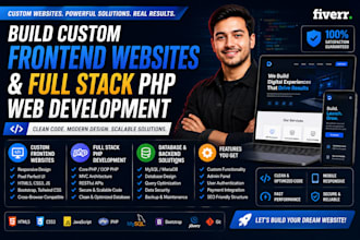 build custom frontend website, full stack PHP web development