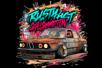 make custom vintage racing car logo with t shirt design
