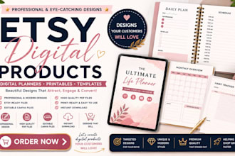 design etsy digital product for etsy shop digital planner etsy digital products