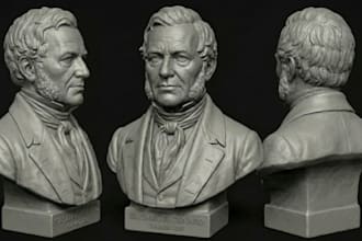 sculpt a realistic 3d head, 3d bust, or face likeness model stl for 3d printing