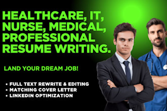 build resume, CV for medical, healthcare, IT, tech sales, engineering