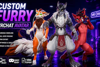 create a furry vrchat avatar fursona model with vrm export