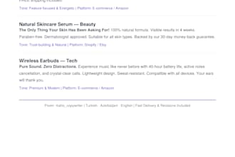 write compelling copywriting and marketing content in turkish and english