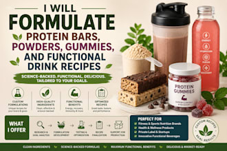 formulate protein bars, powders, gummies, and functional drink recipes