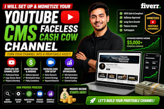 set up and monetize your youtube cms, faceless cash cow channel