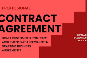 draft customised contract agreement with specialist in draft business agreements