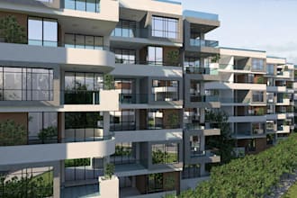 multi family residential complex blueprint,design visualization,cgi exterior