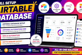 setup airtable database, airtable automation crm, n8n ai, be softr webapp expert