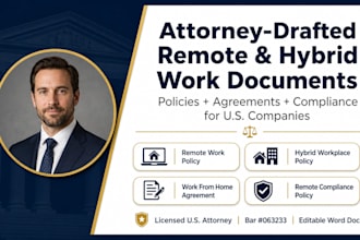 draft custom remote work policies as a licensed US attorney wfh agreement