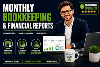 do monthly bookkeeping, financial statements and tax ready reports