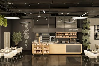revamp 3d bakery shop, cafe shop, restaurant cabinet, patisserie interior design
