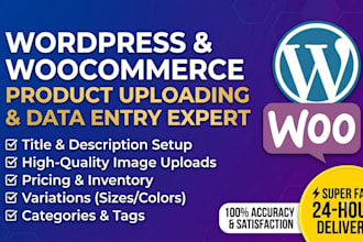 do wordpress product uploading and woocommerce data entry