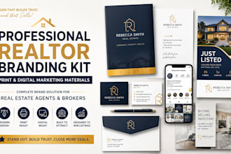 design a luxury realtor branding kit with listing and marketing