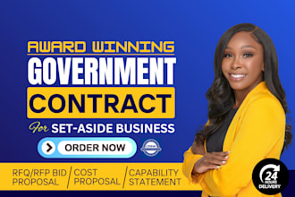 write government contract technical proposal, cost proposal, tender and grant