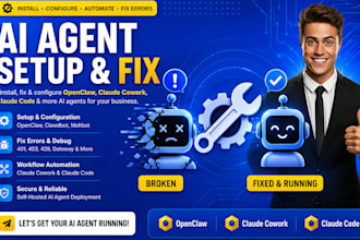 fix openclaw, claude coded app setup claude ai cowork setup clawbot ai assistant
