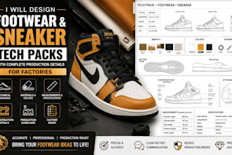 design footwear and sneaker tech packs with complete production for factories