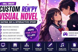 create a custom renpy visual novel game, dating sim, and interactive story