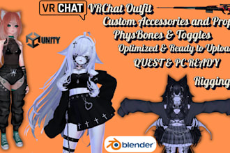 model and rig custom 3d clothing, accessories props for your vrchat avatar unity