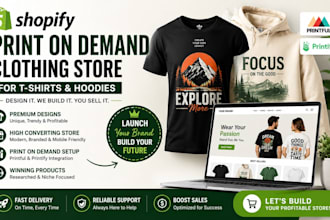 shopify print on demand clothing store for hoodies, t shirts, printful, printify