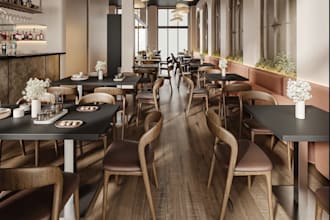 redesign restaurant interior rendering,cafe,coffee shop visual,2d architect plan