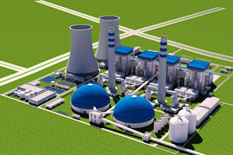 design realistic 3d refinery, oil and gas plant, petrochemical facility