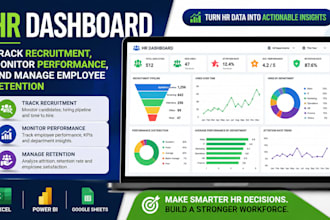 create HR dashboard to track recruitment, performance and employee retention