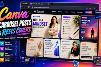 design canva carousel posts and reels covers for coaches and brands