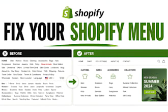 create, fix shopify menu navigation mega menu collection structure organization