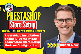 install prestashop, import theme demo and configure ecommerce store setup